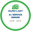 Duro-Last A+ Service Award 2018 and 2019