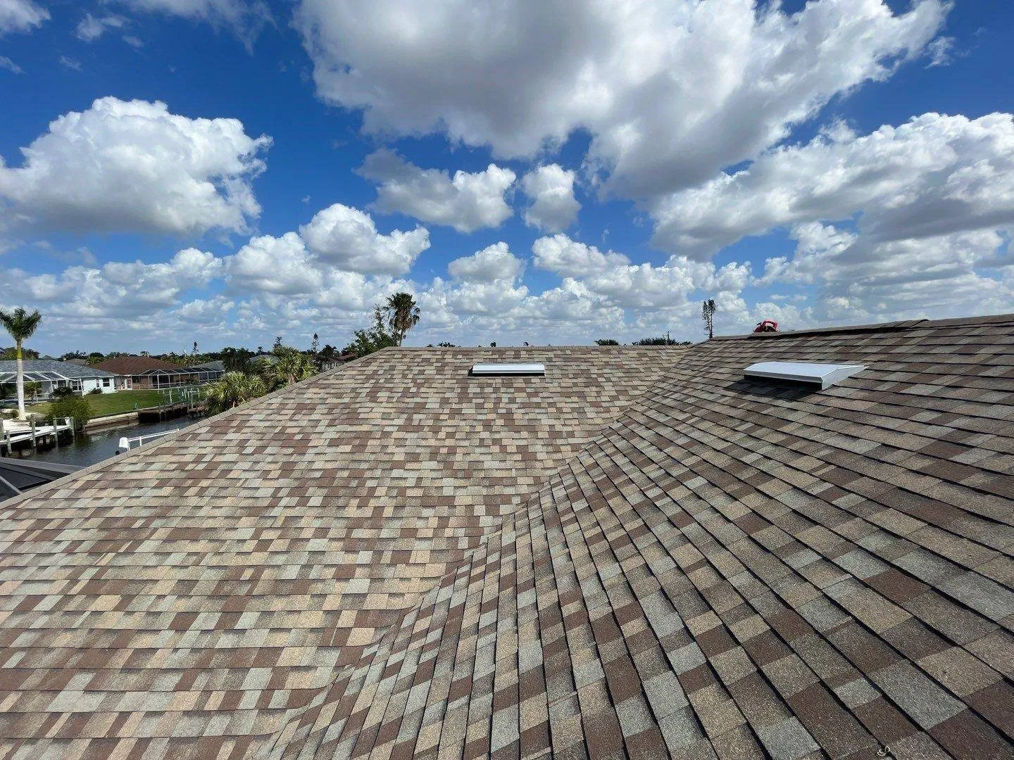New shingle roof on a Florida canal home